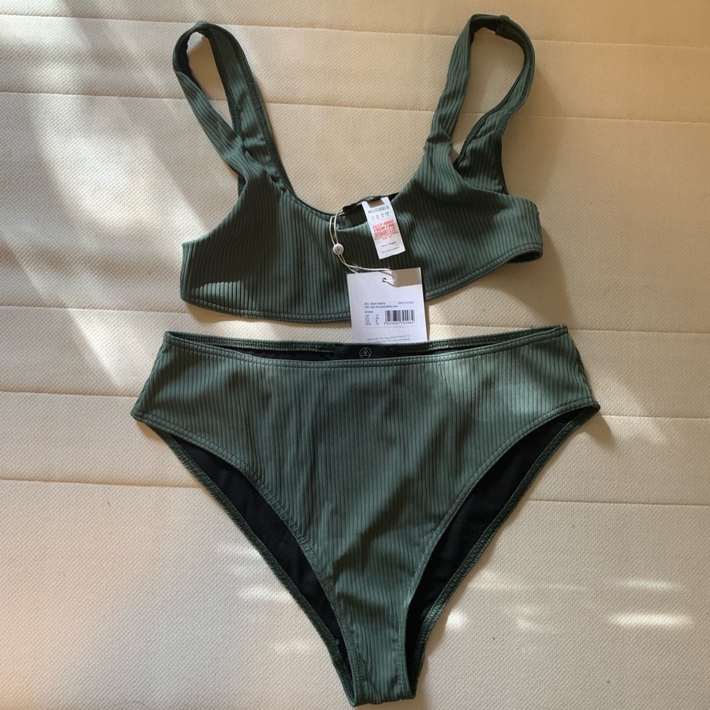 Ribbed high waisted bikini set